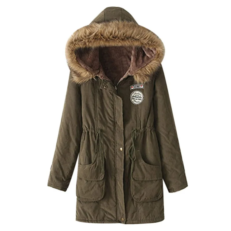 Womens Warm Coat Fur Collar Hooded Jacket Slim Winter Parka Streetwear Hoodies Famale Casual Outwear Coats | Женская одежда