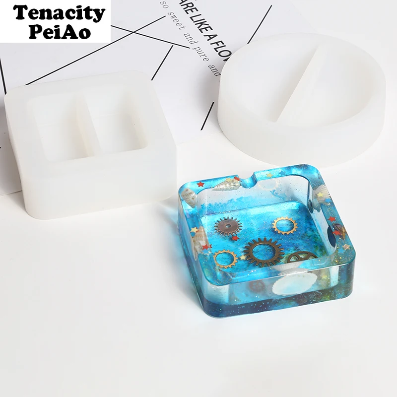 Прозрачные силиконовые формы круглые/квадратный пепельница плесень DIY