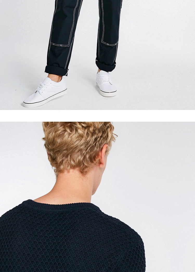 JackJones осенний мужской удобный хлопковый индивидуальный цветочный тканый свитер с круглым вырезом, Повседневный свитер, мужская одежда 218324542