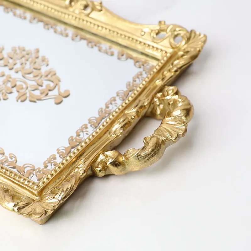 Скандинавский стеклянный поднос для хранения железный с золотым покрытием смола