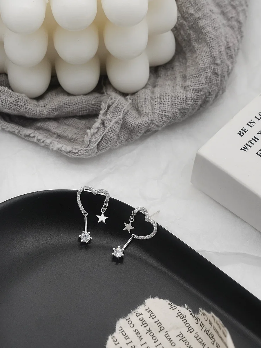 

2021 New Allergy Free S Material Chain Heart-Shaped Earrings Star Tassel Earrings for Women Gift Wholesale