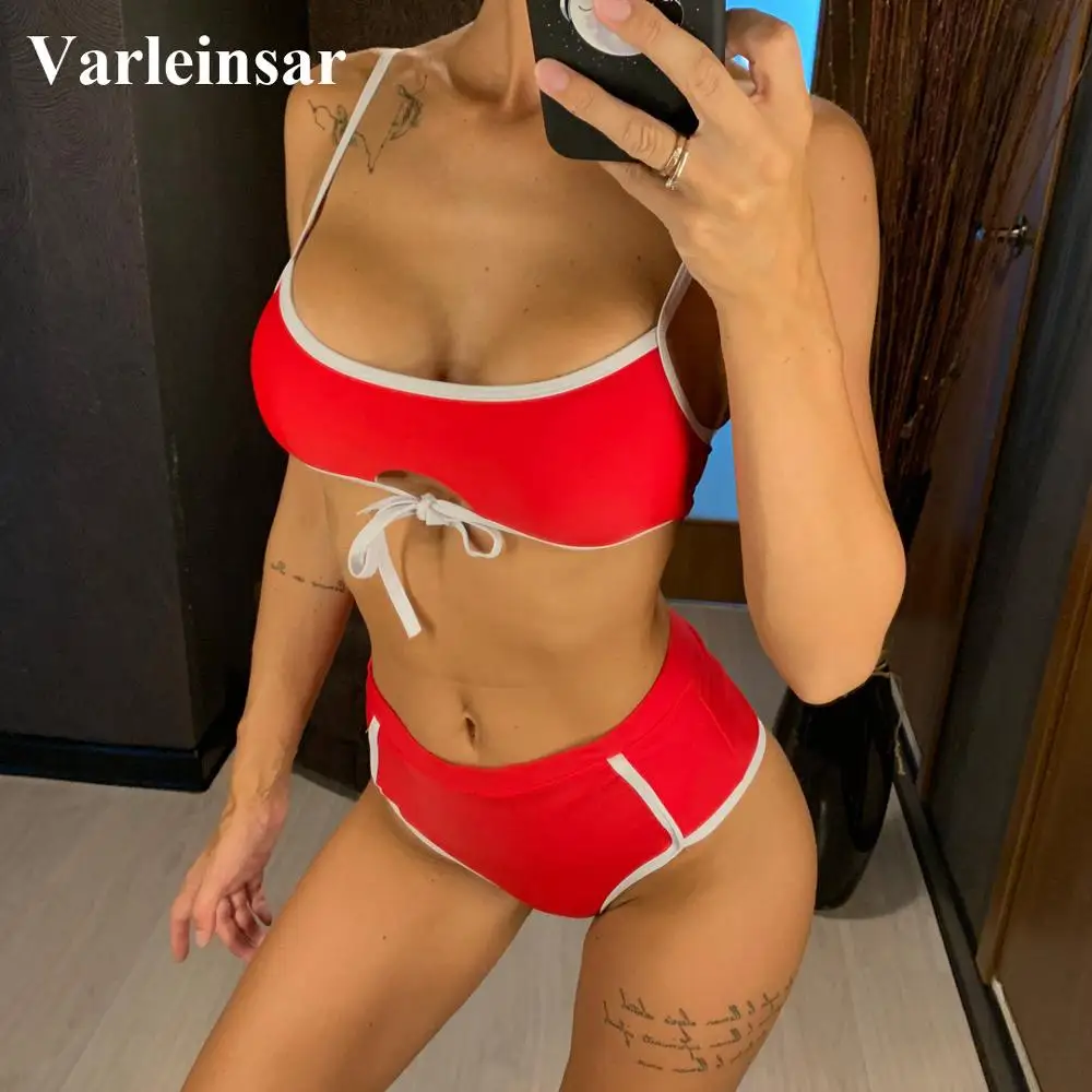 Женский купальник V1542 спортивный бикини с высокой талией из двух предметов