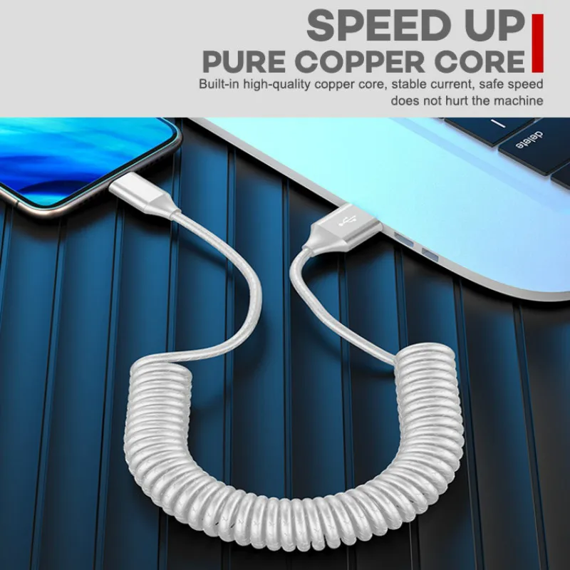 NOHON пружинный USB кабель для iPhone, samsung, Xiaomi, huawei, быстрое зарядное устройство для lightning, зарядный кабель для передачи данных, шнур зарядного устройства для Android