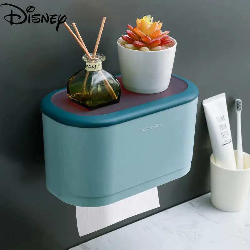 

Disney Cute Mickey Mouse Minnie Cartoon Pattern Simple Design Waterproof Toilet Paper Box Rack Wall-mounted Tissue Box