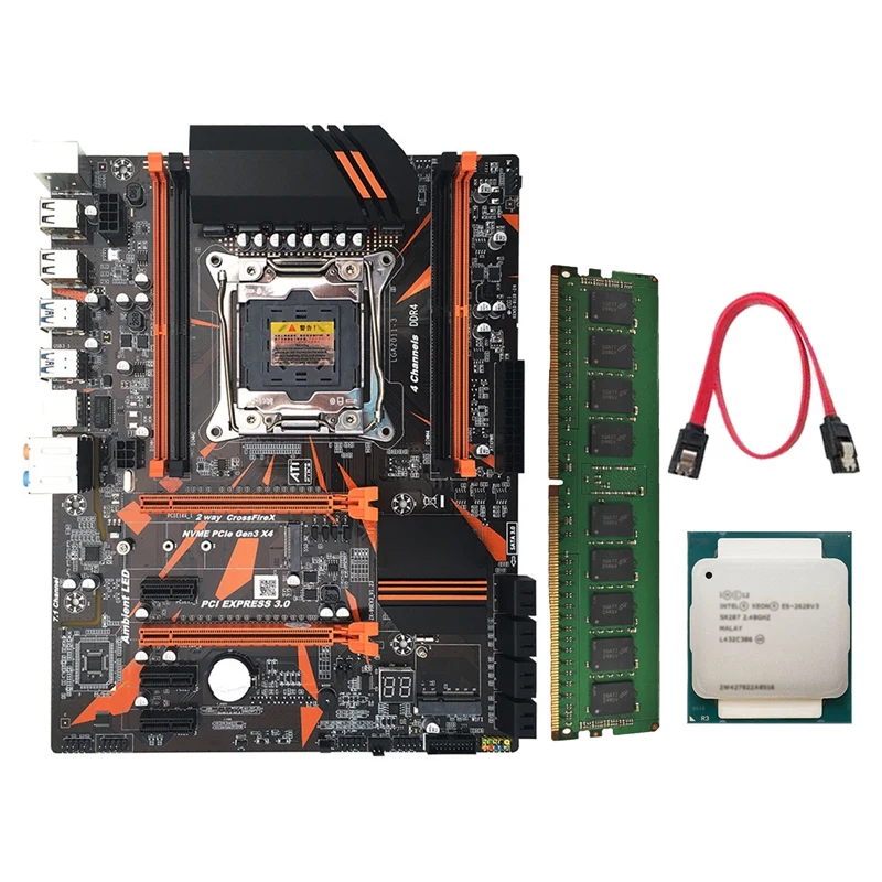 

X99 Motherboard Set with E5-2620 V3 CPU+8G DDR4 RAM LGA2011-3 Pin Four-Channel DDR4 REG ECC RAM PCI-E 3.0 Motherboard