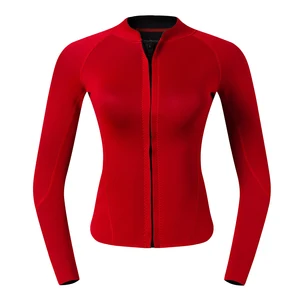 Women Wetsuit 2mm Suit Top Shirt Diving Swimming  Jacket Red