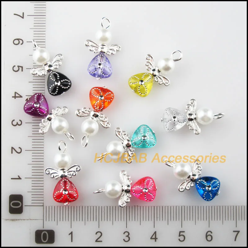 Модные посеребренные Подвески с крыльями смешанное сердце танцующие ангельские