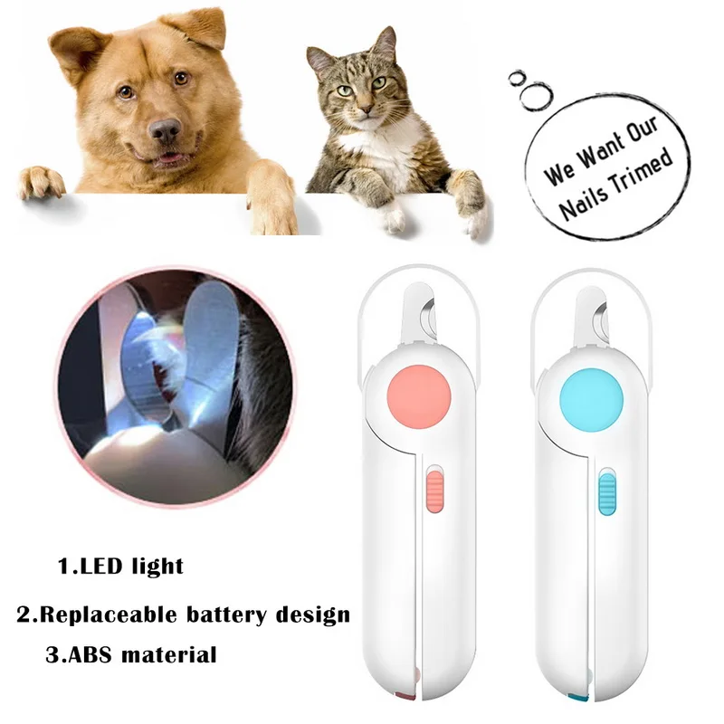 Pet кусачки для ногтей светодиодные Anti разбрызгивания Удобная ручка Кошка Собака