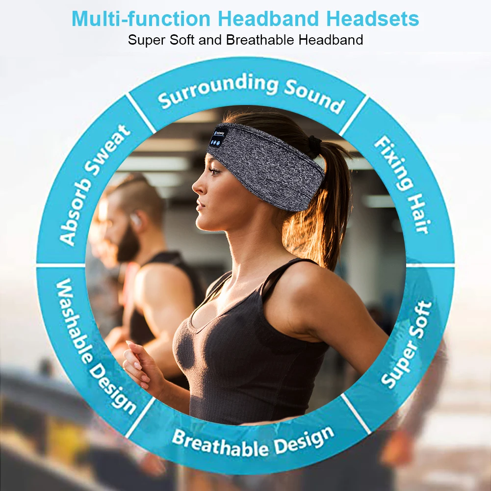 Беспроводные спортивные наушники с Bluetooth музыкальные для сна мягкие эластичные