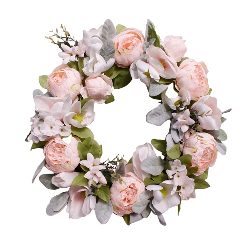 

Spring Wreath Artificial Peony Flower Wreath for Front Door, Window, Outdoor, Wedding Decorations