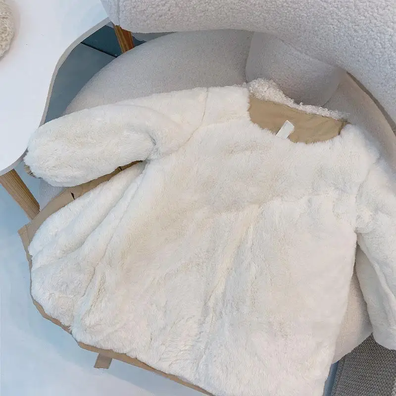 

2021 Winter New Baby Girl Autumn And Winter Coat Plus Velvet Thick Cotton Coat Child Style Girls Windbreaker