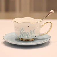 european personalized coffee cup bone porcelain funny teacup and saucer coffee mug cute espresso kahve fincan home drinkware