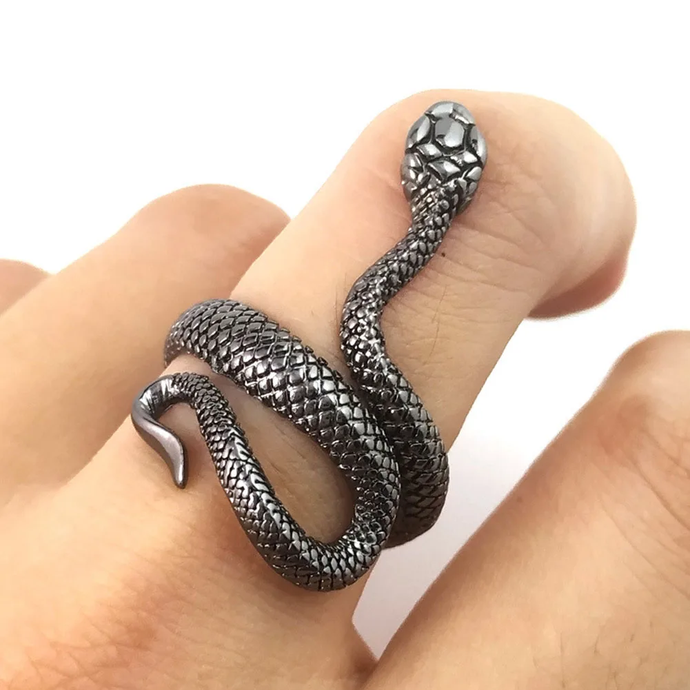 

Retro Punk Snake Ring Silver 925 for Men Personality Stereoscopic Opening Adjustable Rings Gifts for Boyfriend Girlfriend