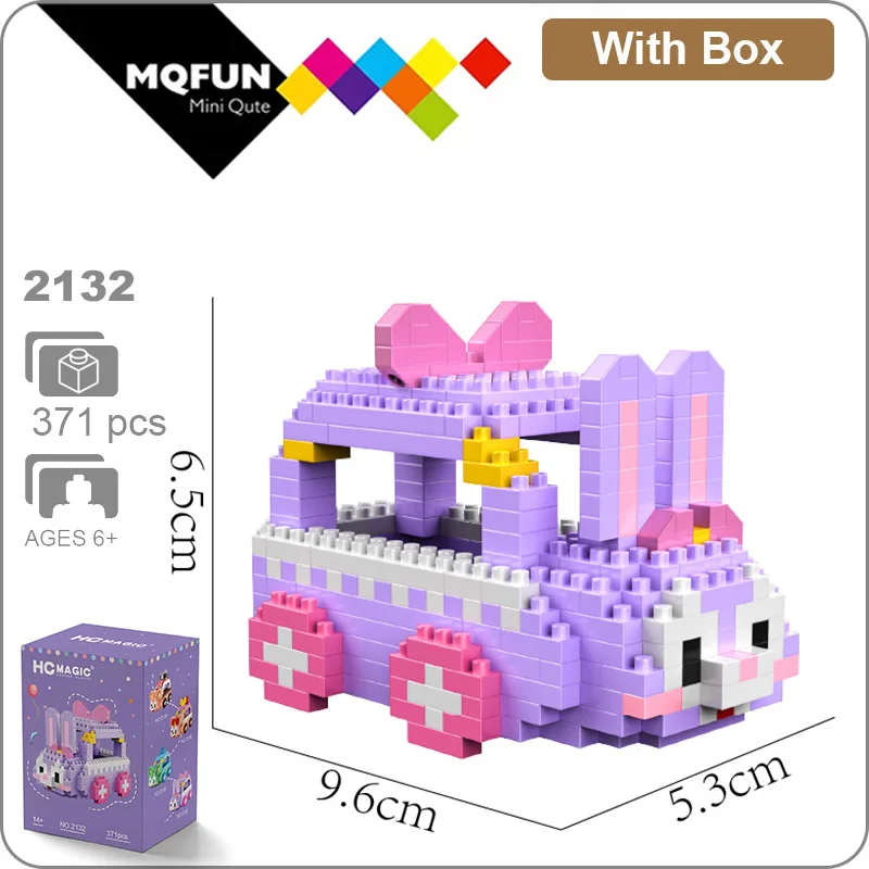 

HC Diamond particle cartoon toy color Rabbit mouse cat animal car assembling building block toys for kids children gifts