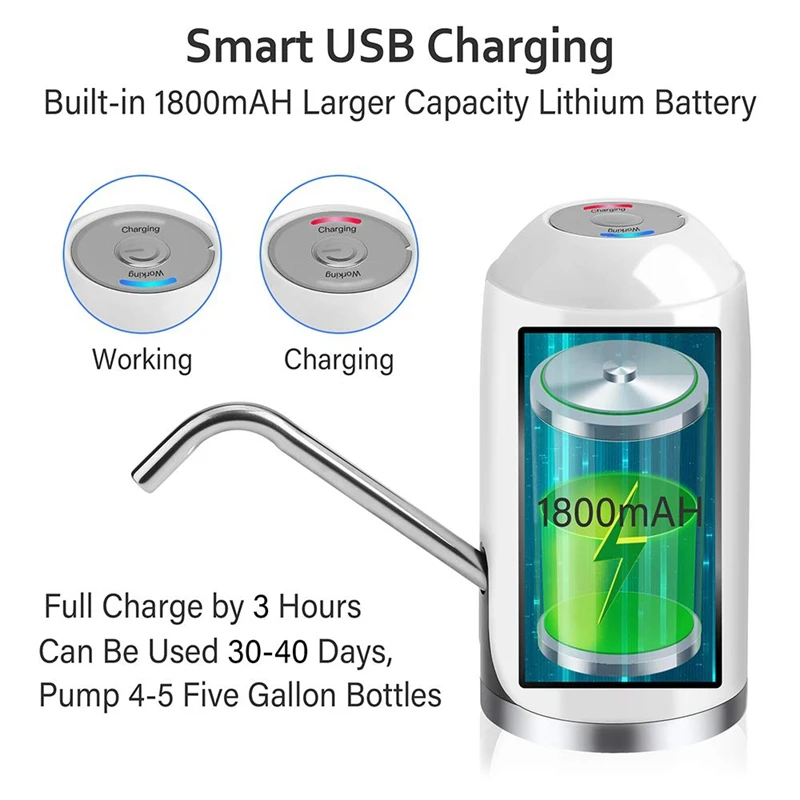 Water Bottle Pump Electric Drinking 5 Gallon Cooler Dispenser Usb Charging Portable | Бытовая техника