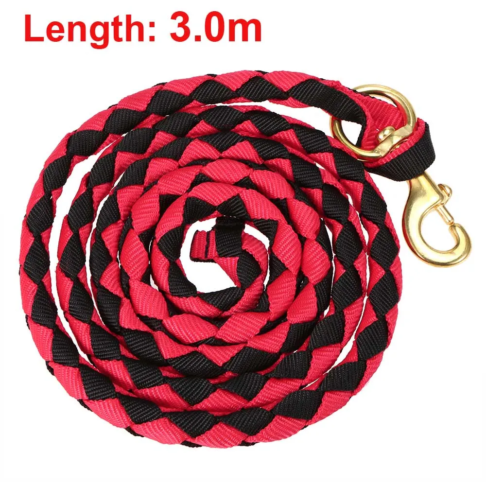 Red Black 3m Плетеная веревка для лошади, веревка для лошади, плетеная веревка для лошади с латунной защелкой, 2,0 м/2,5 м/3,0 м - Цвет: Red Black 3m