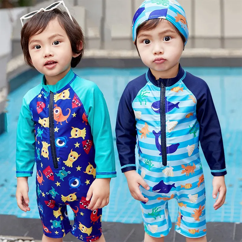 Baby Boys Swimsuits Casual Swimming Bathing Kids Swimwear For New Summer Children Boy Sunfing Wetsuit 2Pcs | Спорт и развлечения