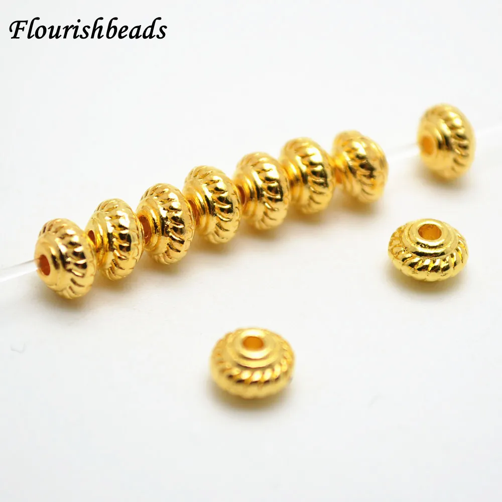 4x6 мм золото или серебро Цвет металла Rondelle разделитель свободные бусины линии на