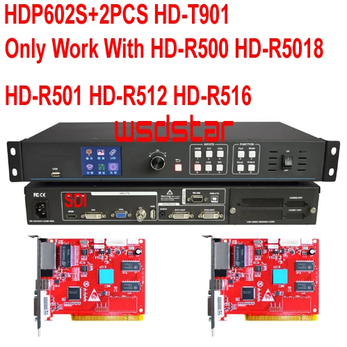 HDP602S + 2 шт. HD-T901 USB &amp SDI светодиодный видео процессор Вход USB/SDI/HDMI/DVI/VGA/CVBS 1920*1200 экран