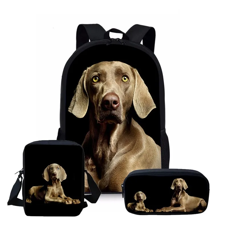 

2020 New Hot Cute Vizsla Dog Print Schoolbag Set Black 3d School Bag for Boys Girls Kawaii Primary Student Kids Bookbag Mochila