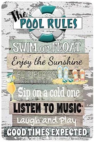 

Metal Wall Sign The Pool Rules Poster Tin Sign Home Beach Shop Coffee Shop Wall Decoration Plaque Metal Plate 12*16 Inches