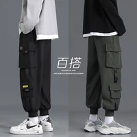 s 5xl 2021 new spring and autumn trousers ankle tied functional overalls multi pocket trendy casual pants skinny pants