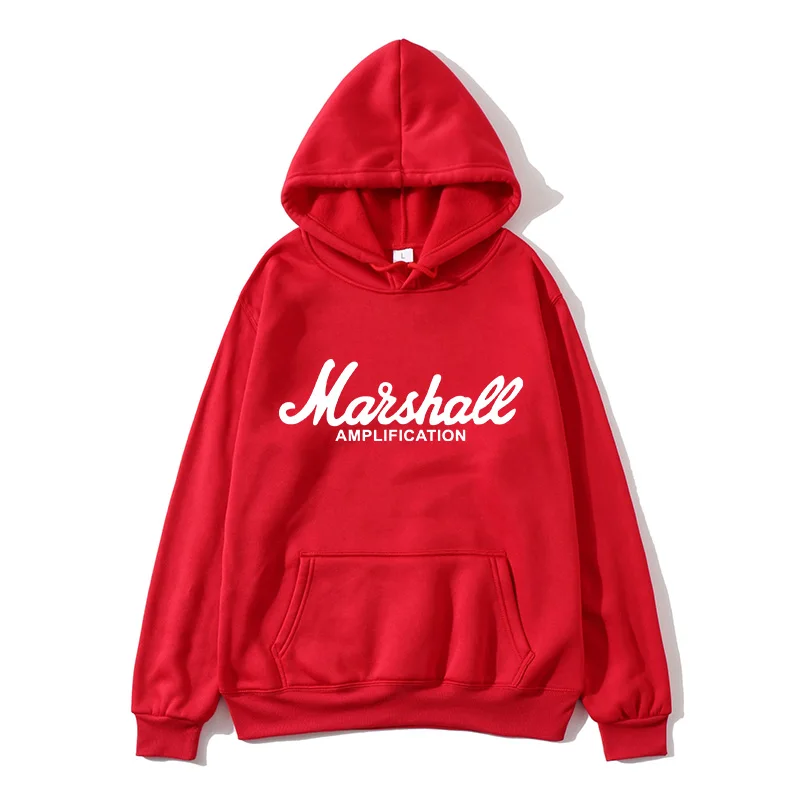 red New Spring Autumn Marshall Hoodie Men Amplification Hoodies Mens Slim Hooded Sweatshirt Hip Hop Brand Streetwear Clothes - Цвет: red