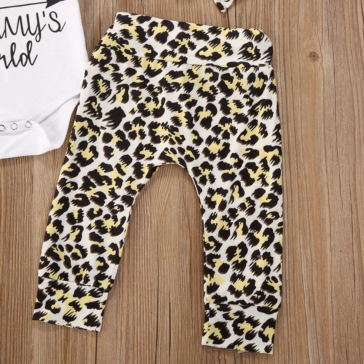 

0-18M Newborn Baby Girl Clothes sets Short sleeve Romper Top Leopard Pants Headband 3PCS Outfits Baby Summer Clothing