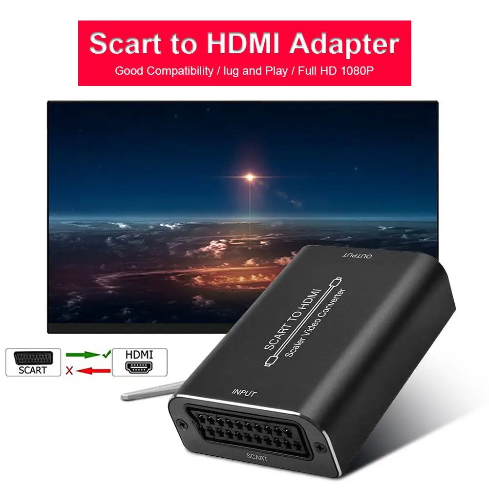 

Преобразователь Scart в HDMI, Аудио высококачественный видео адаптер, аудио высококлассный видео адаптер, экстрактор, преобразователь, вилка ев...