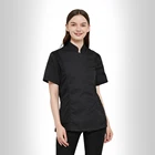 Женская рабочая одежда с коротким рукавом, пальто для шеф-повара, пищевая служба для кухни, ресторана, официанта, Высококачественная униформа, куртка на пуговицах