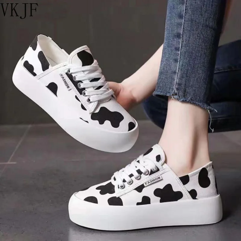 

2021 Summer Autumn New Thick Sole Shoes Female Muffin Increased Canvas Shoes For Women Fashion Outdoor Lace Up Sneakers Eu 35-40