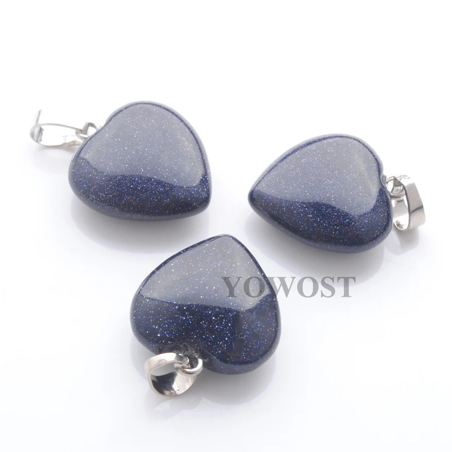 Оптовая продажа 20 шт./лот Ассорти Сердце натуральный камень голубой Песок