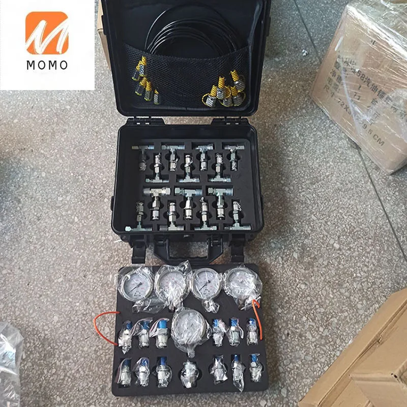 

construction machinery parts diagnostic tools with 10/25/40/60 Mpa Gauges hydraulic pressure gauge set
