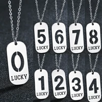 fashion lucky number 0 9 necklaces pendant for women men fashion stainless steel long chain couple necklaces love gift hot sale