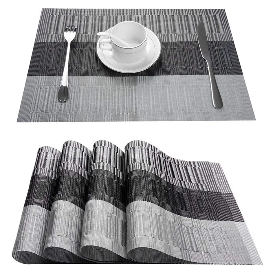 

Placemats for Dining Table PVC Bamboo Pattern Table Mats Set of 4/6/8/12 PCS Non-Slip Heat Resistant Washable Easy to Clean