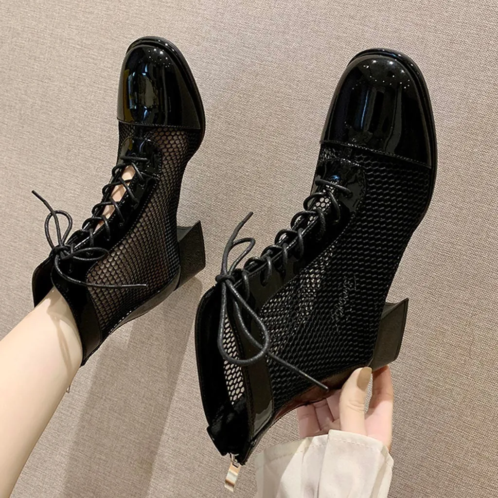 Женские ботинки женские ботильоны с открытым круглым носком сетчатые на