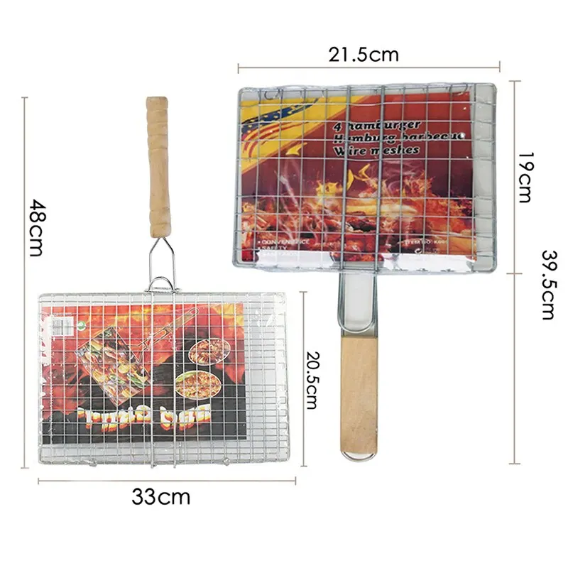 Portable Grilling Basket Non-stick BBQ Barbecue Tool Grill Mesh Net for Vegetable Steak Meat Picnic Party | Дом и сад