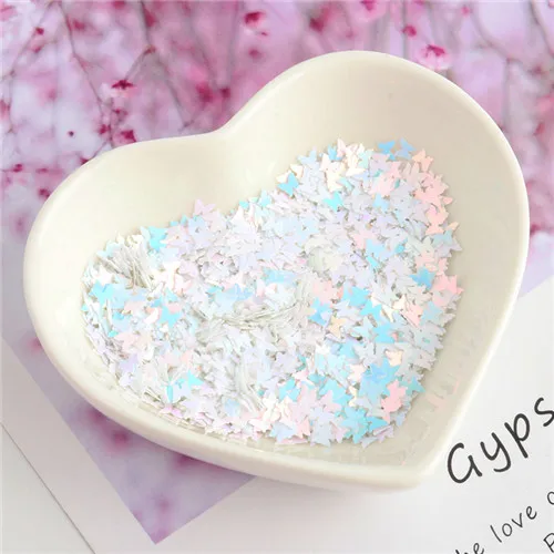 White blue Ультратонкая 3 мм Бабочка с блестками Лазерная блестка для ногтей пайетки ЭО-дружественная блестка из ПЭТ для ногтей искусство свадебное украшение 8 г - Цвет: White blue