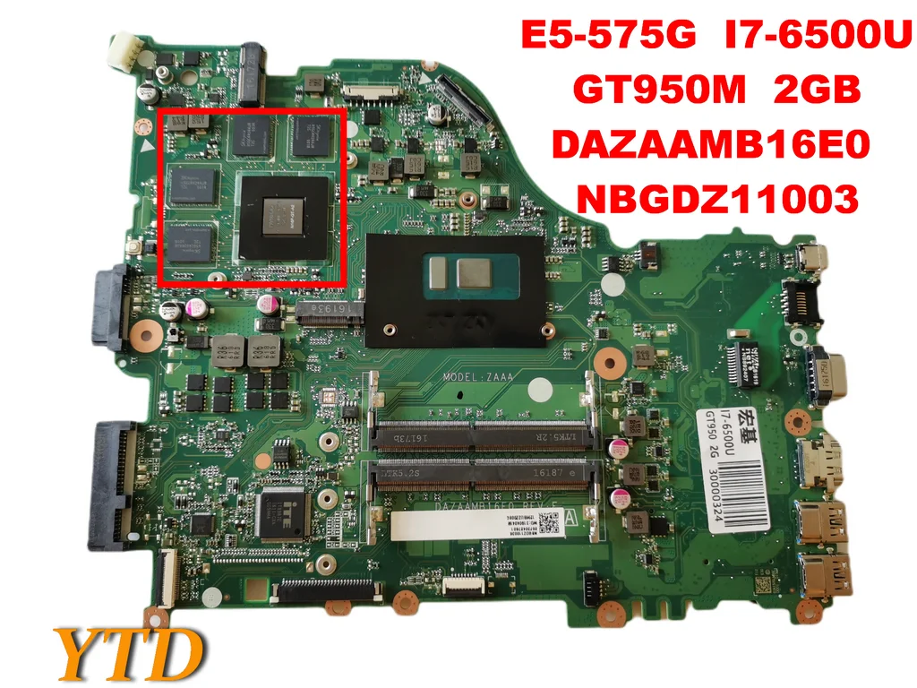 

Оригинальная материнская плата для ноутбука ACER E5-575, E5-575G, E5-575G, GT950M, 2 Гб, DAZAAMB16E0, NBGDZ11003, тестирование, бесплатная доставка