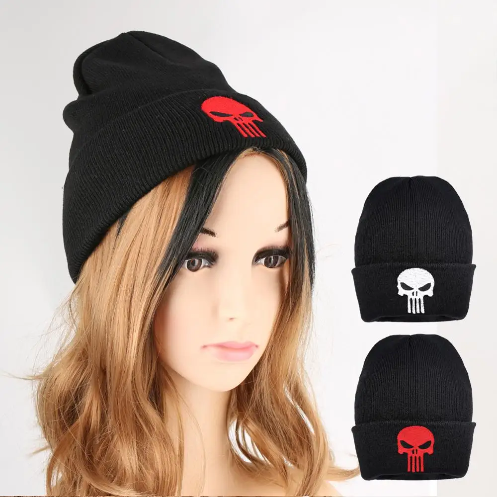 Ребристые зимние теплые кепки шапки женские Bonnets хип хоп шапка черепки Череп