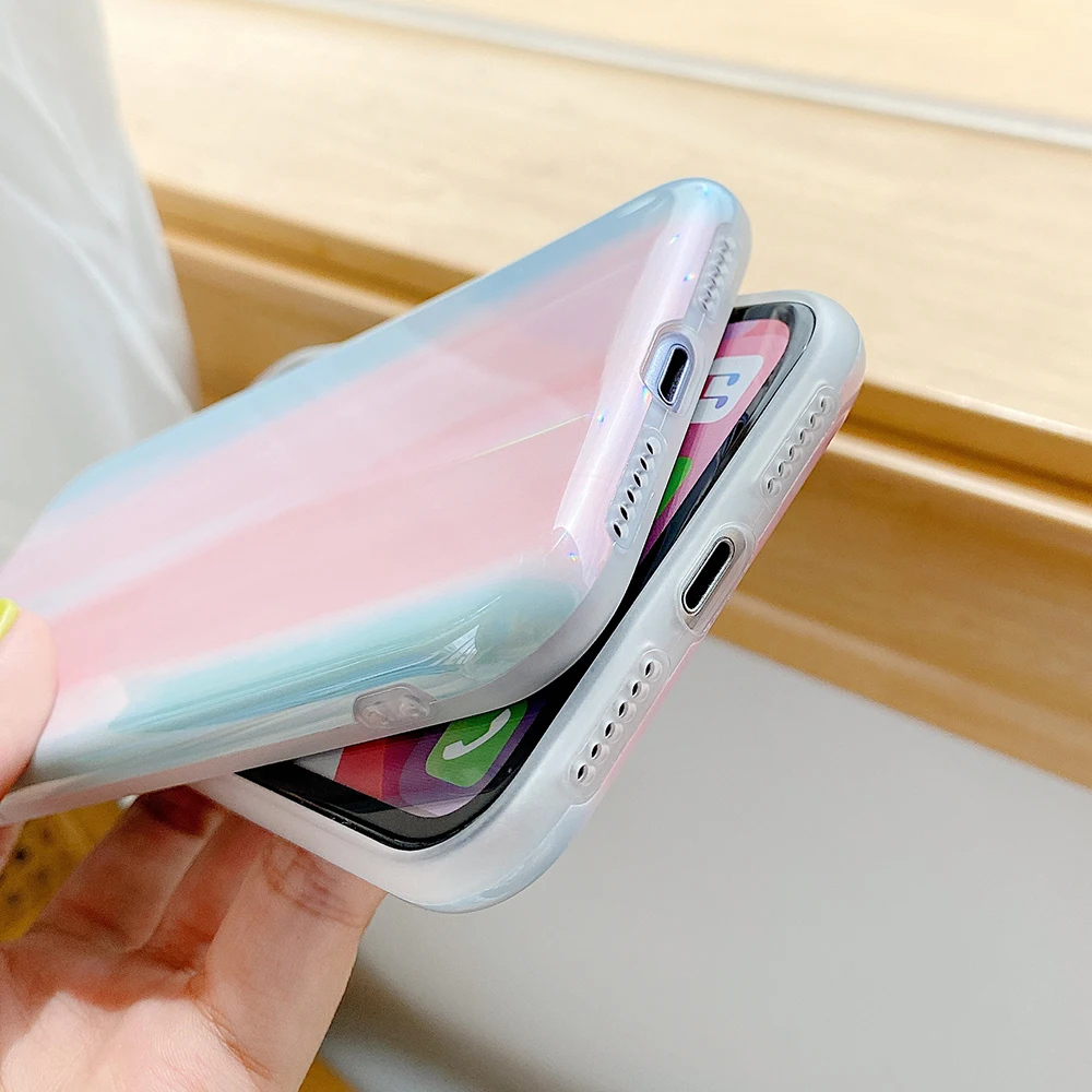 LOVECOM Laser Aurora голографический чехол для телефона iPhone 11 Pro Max XR X XS 7 8 Plus SE 2020 мягкий IMD