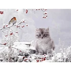 Набор для вышивания крестиком с изображением кота, зимнее животное, 11 карат