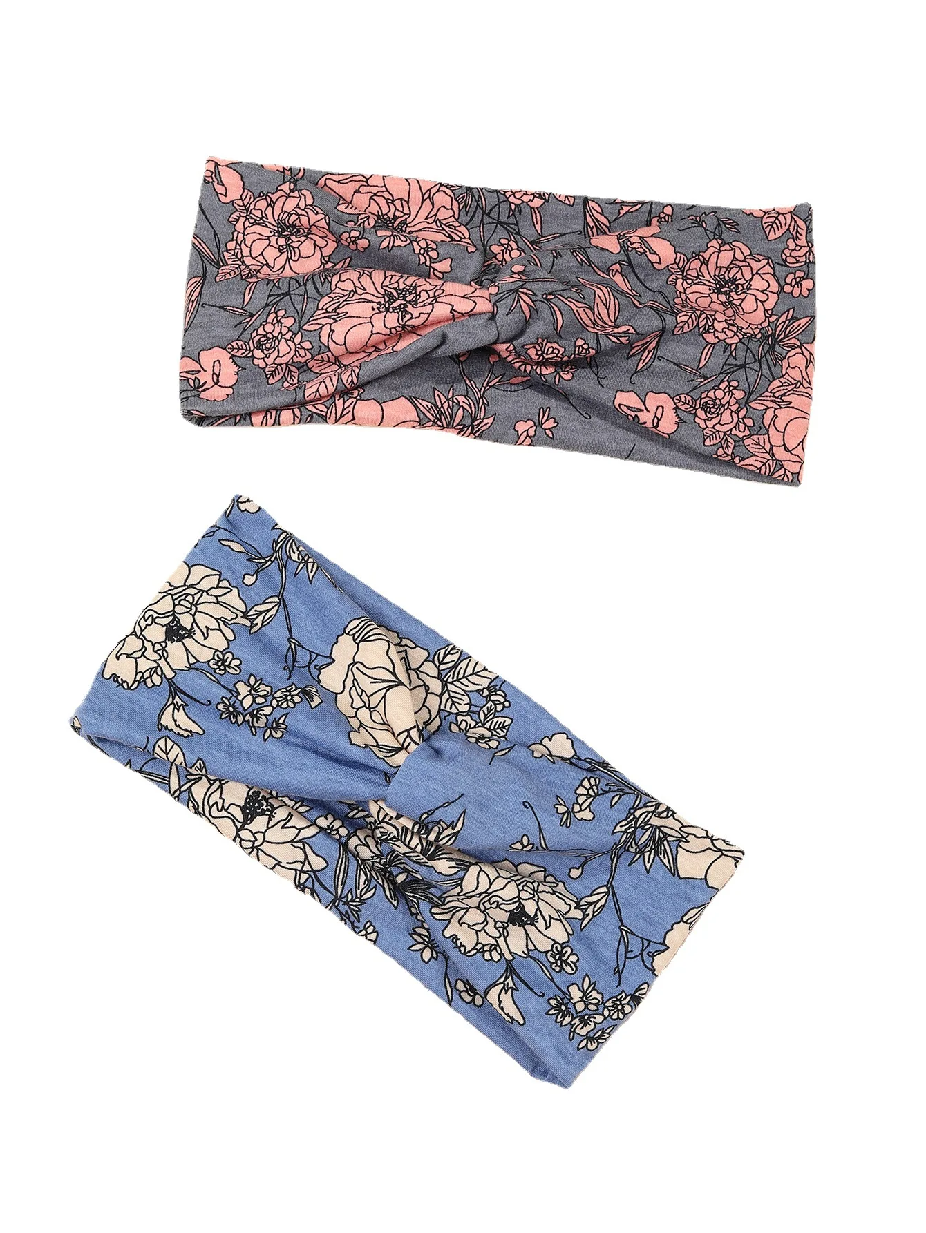 

Free shipping Women Cross cotton flower printed headbands girl's warm headwear lady's vintage hair accessories