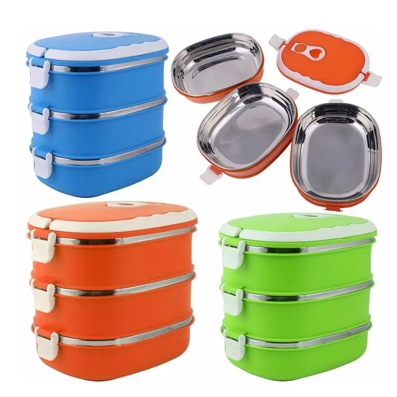 304 Ланч бокс из нержавеющей стали 3 слоя термоконтейнер для еды контейнер
