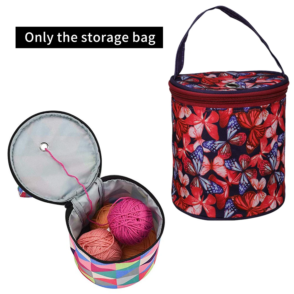 Вязание крючком Tote печатная ткань цилиндр DIY ремесло пряжа хранения висячие