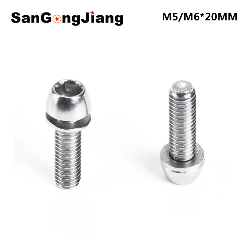 

6PCS Bicycle Headset Stem Cap Screw alloy steel Bicycle Seat Disc Bolt M5 M6 Road Bike Mountain Bike Riser modification screws