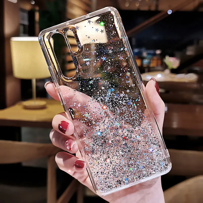 Блестящие Фольга чехол со звездами для huawei P30 P20 P10 Коврики 20 lite Pro Honor 10 8X9 V10 V20 20i Nova 2s 3 3i 4 Y9 P Smart плюс