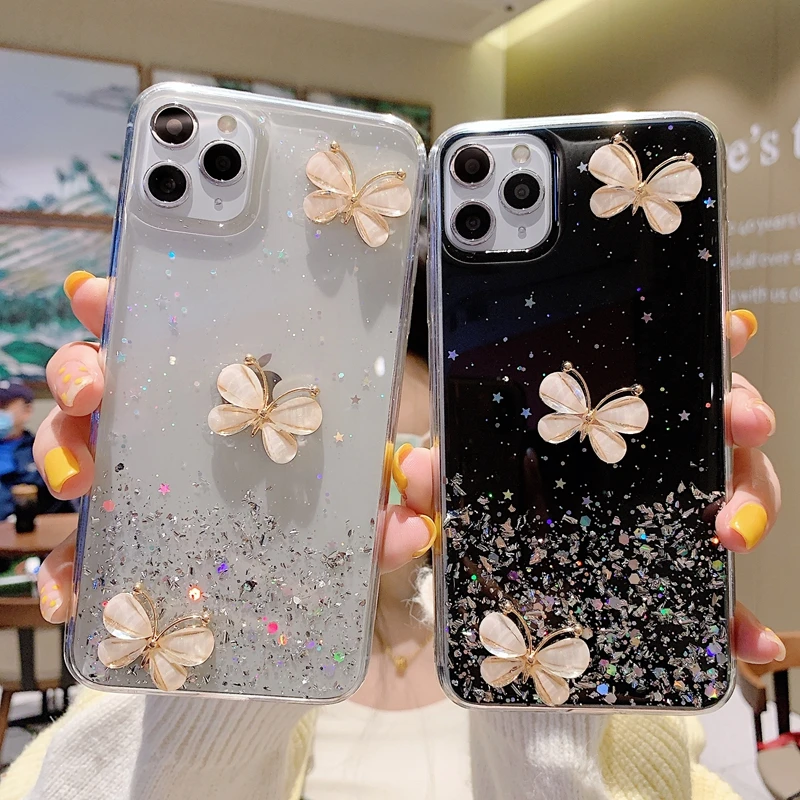 

Bling Glitter Butterfly Case For Huawei Honor 10 20 30 Lite 9X Pro 20S 30S 10i 20i Silicone Case For Honor X10 V10 V20 V30 Cover