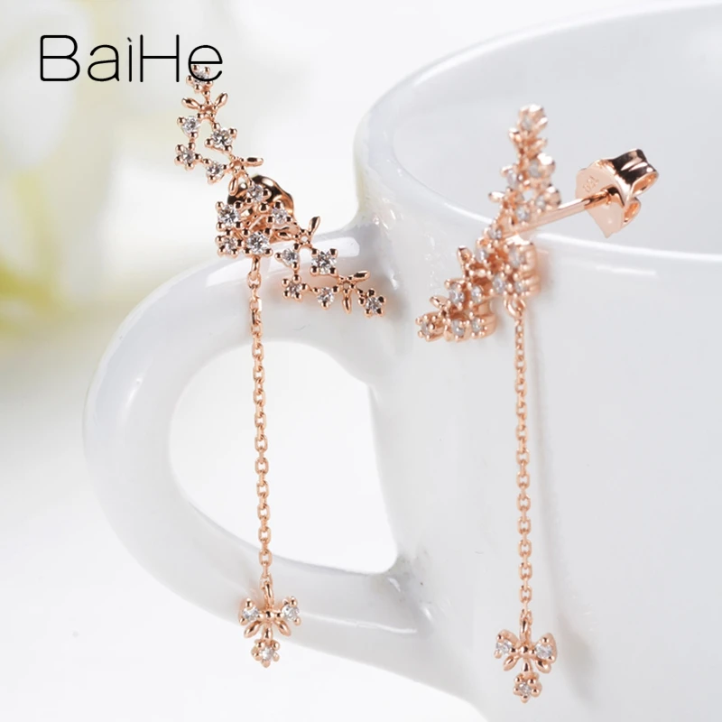 Серьги-гвоздики из 18-каратного розового золота с натуральными бриллиантами H/SI |