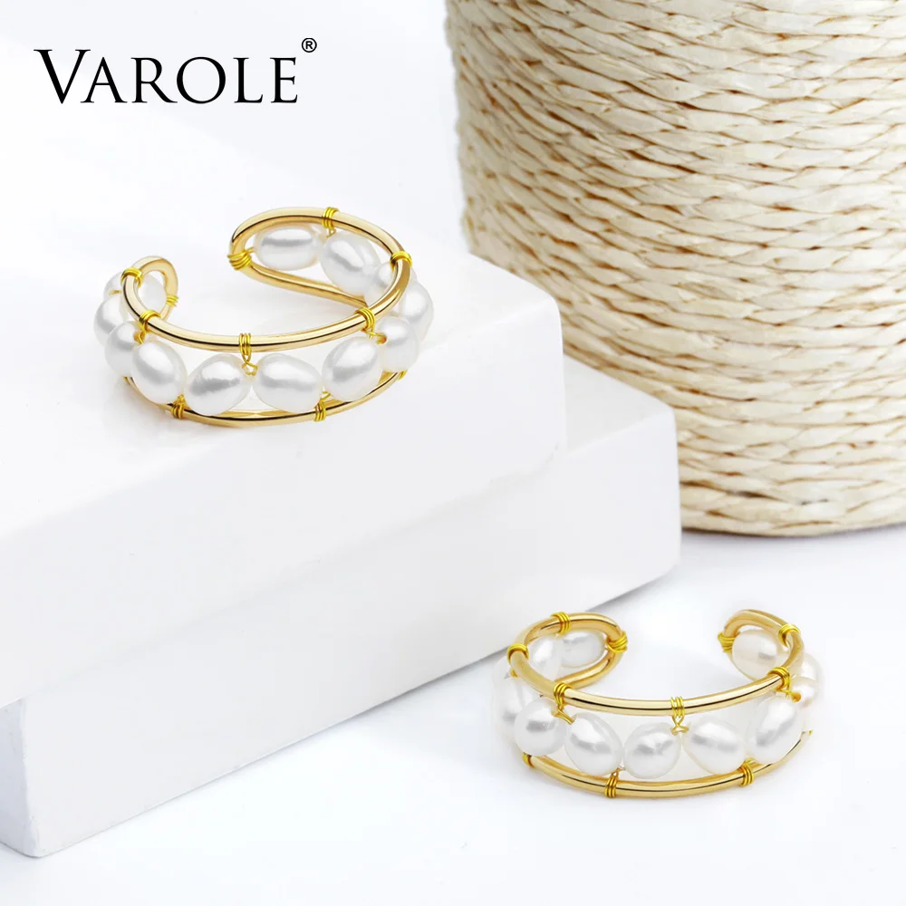 Кольцо VAROLE ручной работы с натуральным жемчугом женское золотые аксессуары